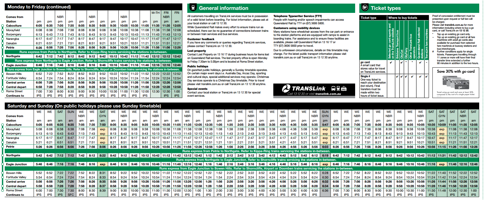 CABOOLTURE LINE TRAIN TIMETABLE PDF